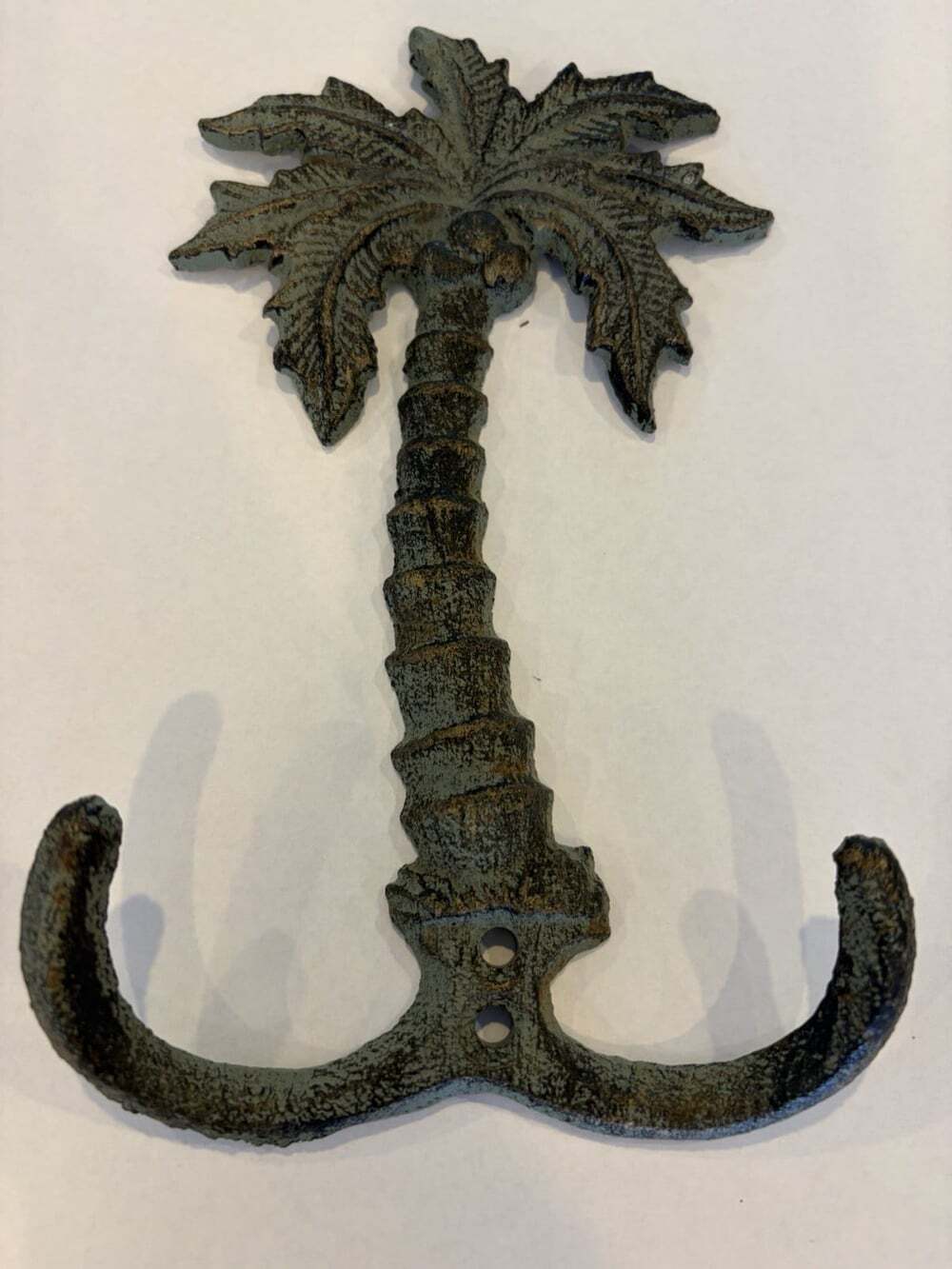 Green Palm Tree Double Hook Iron Wall Hook 7”x4.5”